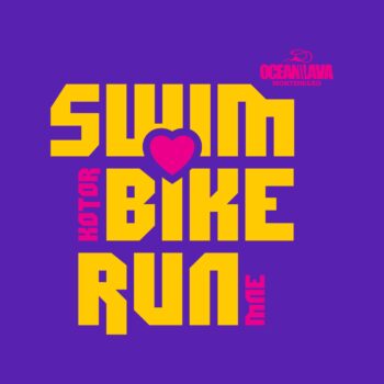 Pamučna majica Ženska Ocean Lava Ljubicasta Swim Bike Run - Image 2