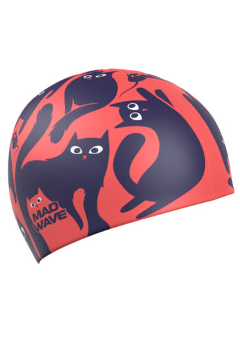 MAD WAVE Silikonska kapa za plivanje cats - coral